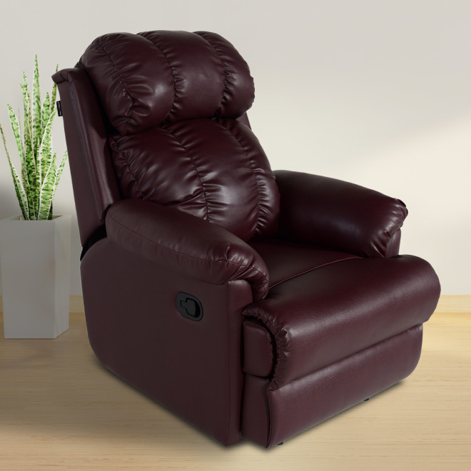 Single Seater Recliner Sofa - 369 (Burgundy)