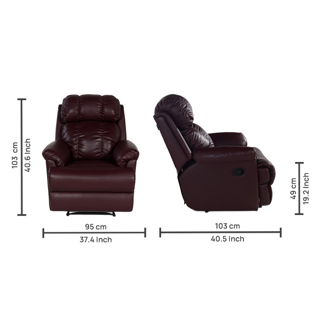 Single Seater Recliner Sofa - 369 (Burgundy)