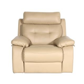Single Seater Recliner Sofa - 786 Half Leather (Cream)