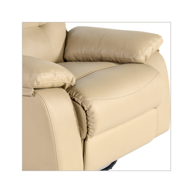 Single Seater Recliner Sofa - 786 Half Leather (Cream)