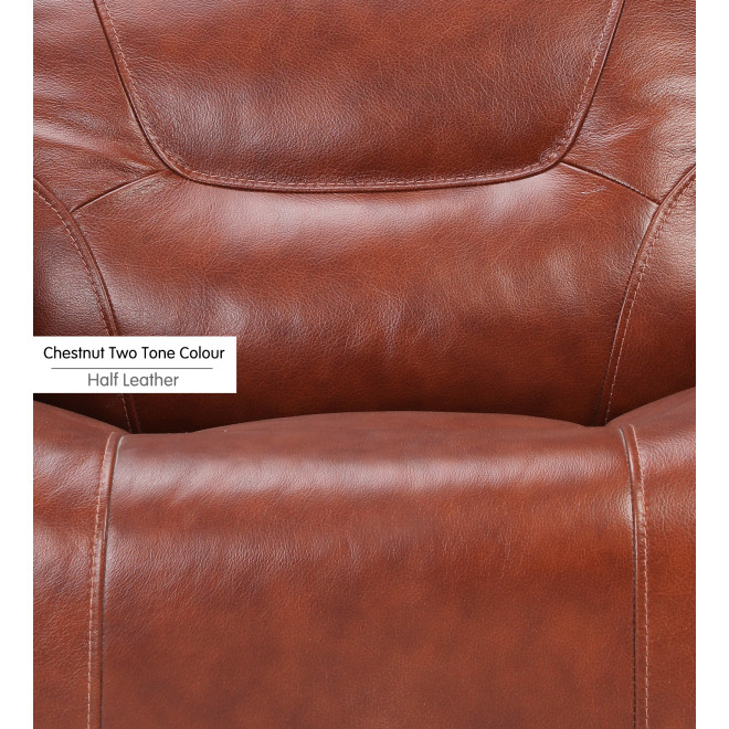 Two Seater Recliner Sofa - Joy Half Leather (Chestnut Two Tone)