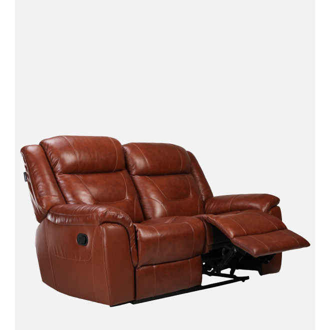 Two Seater Recliner Sofa - Joy Half Leather (Chestnut Two Tone)