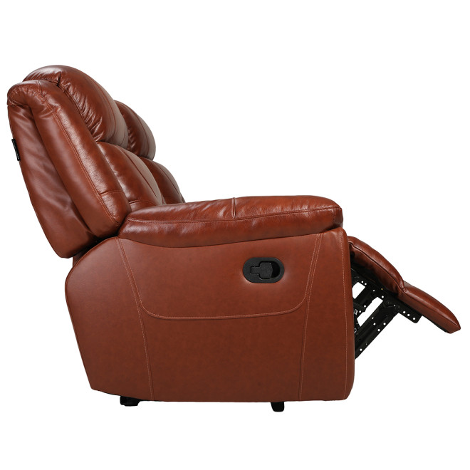 Three Seater Recliner Sofa - Joy Half Leather (Chestnut Two Tone)