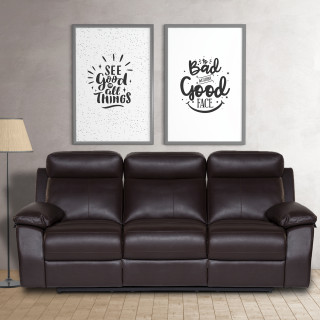 Three Seater Recliner Sofa - Lazino (Brown)