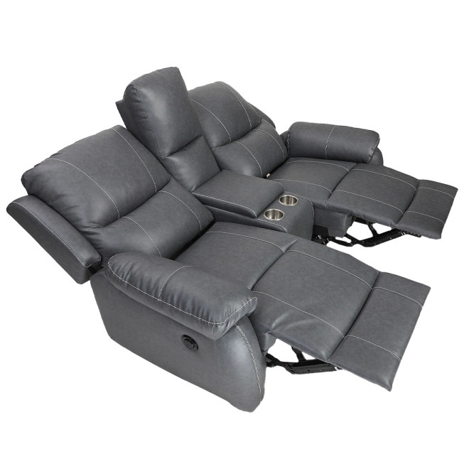 Two Seater Recliner Sofa With Console - Lite (Grey Two Tone)