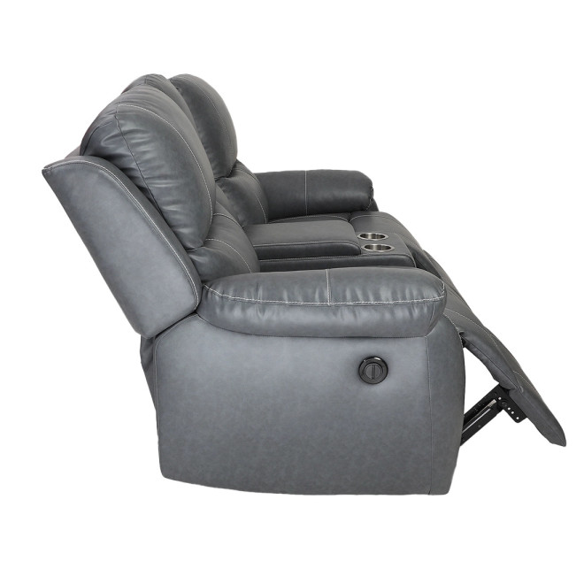 Two Seater Recliner Sofa With Console - Lite (Grey Two Tone)