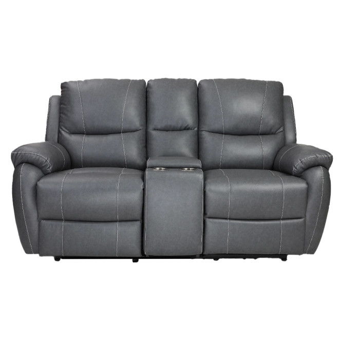 Two Seater Recliner Sofa With Console - Lite (Grey Two Tone)