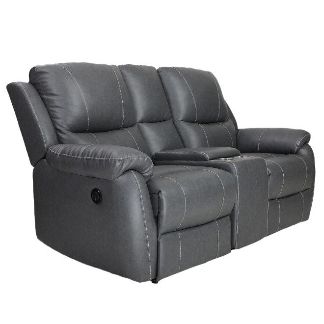 Two Seater Recliner Sofa With Console - Lite (Grey Two Tone)