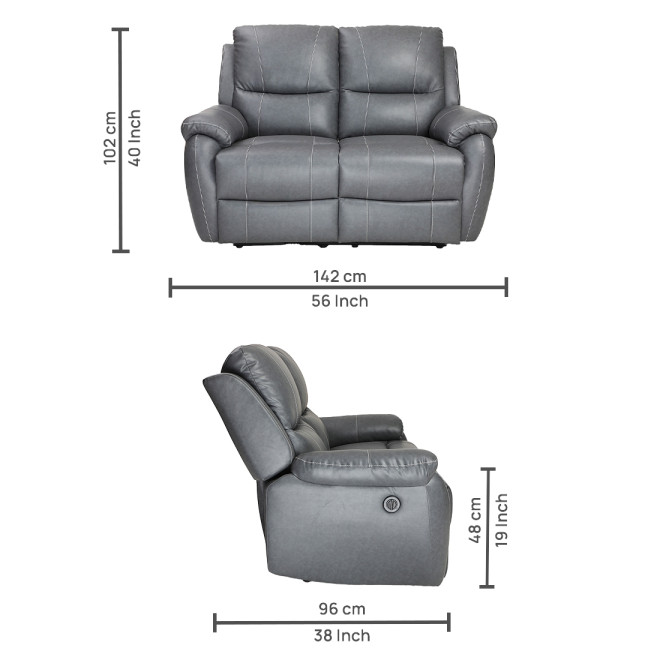 Two Seater Recliner Sofa - Lite (Grey Two Tone)