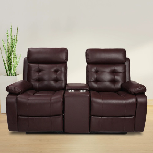 Two Seater Recliner Sofa  With Console - Tango (Cherry Two Tone)