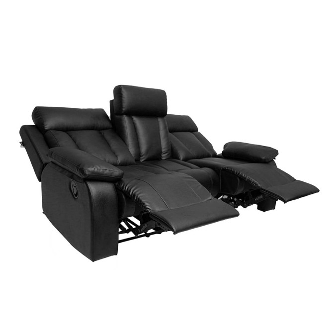Three Seater Recliner Sofa - Magna (Black)