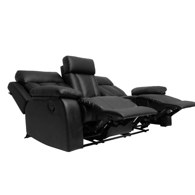 Three Seater Recliner Sofa - Magna (Black)