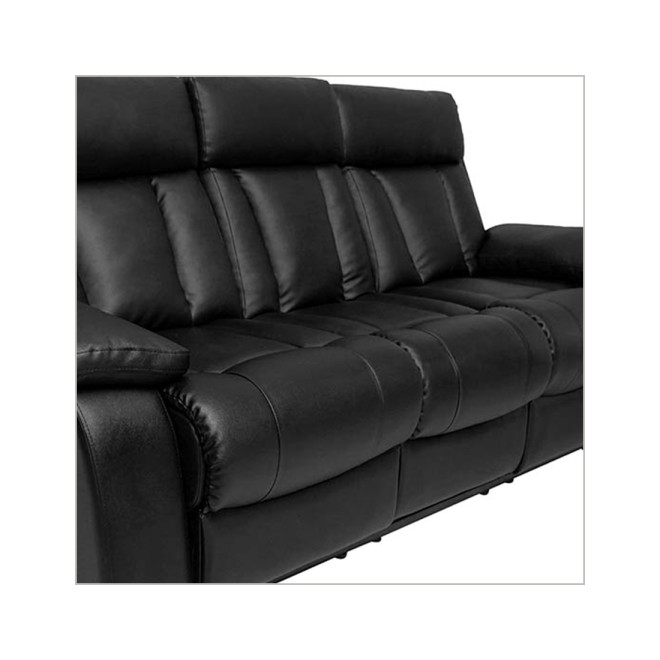 Three Seater Recliner Sofa - Magna (Black)